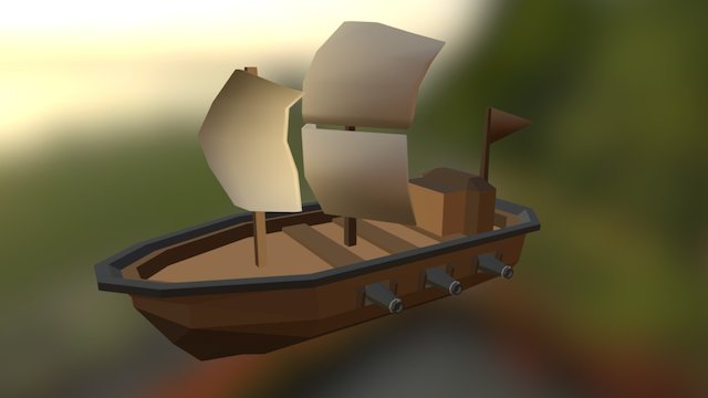 Basic boat model for low-poly game [4/4] 3D Model
