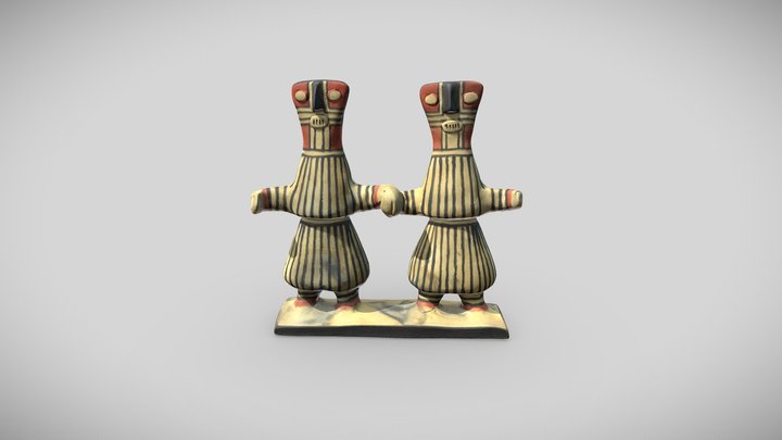Litxoo statuette representing two dancing masks 3D Model