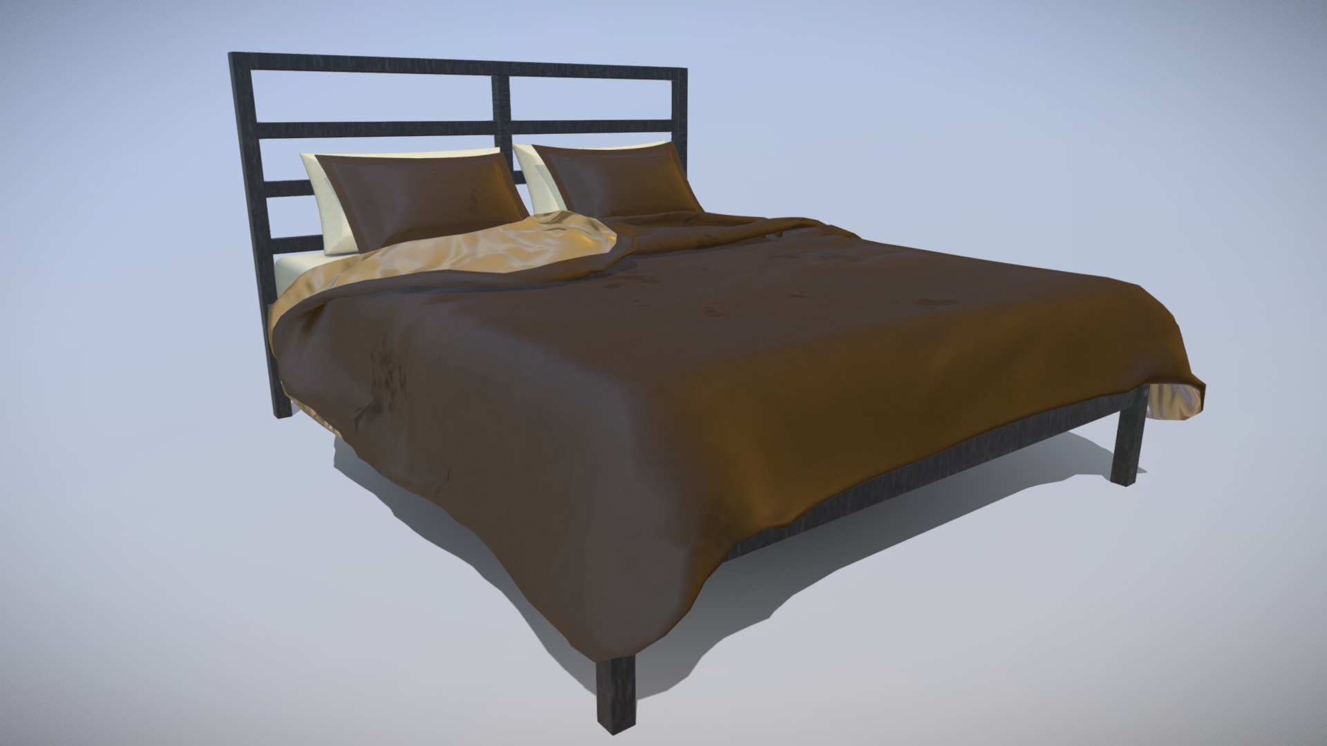 3D model Bed Low Poly VR AR PBR Materials - This is a 3D model of the Bed Low Poly VR AR PBR Materials. The 3D model is about a bed with a cover.