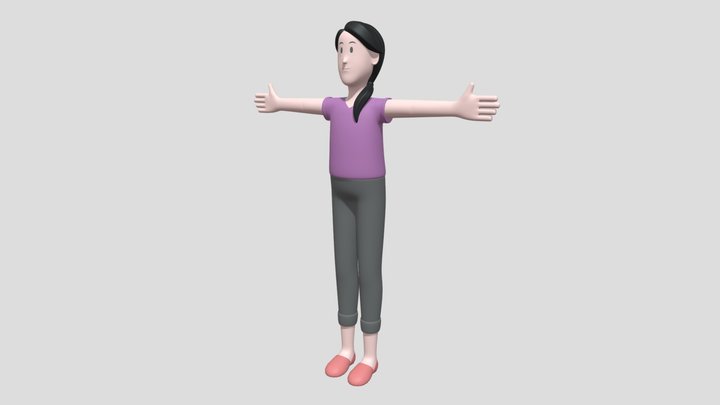 Girl cartoon characters 3D Model