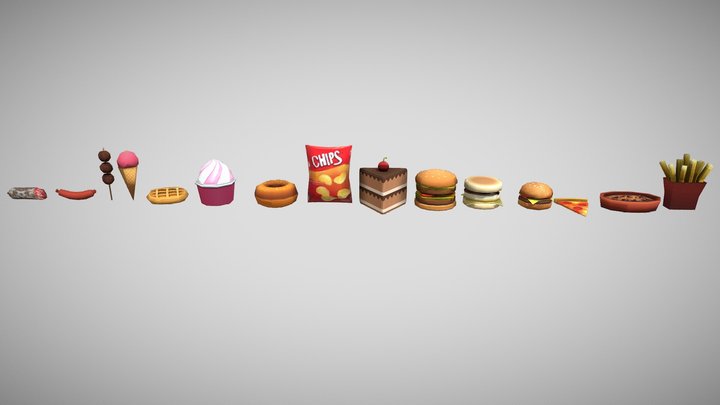 Less healthy food pack 3D Model