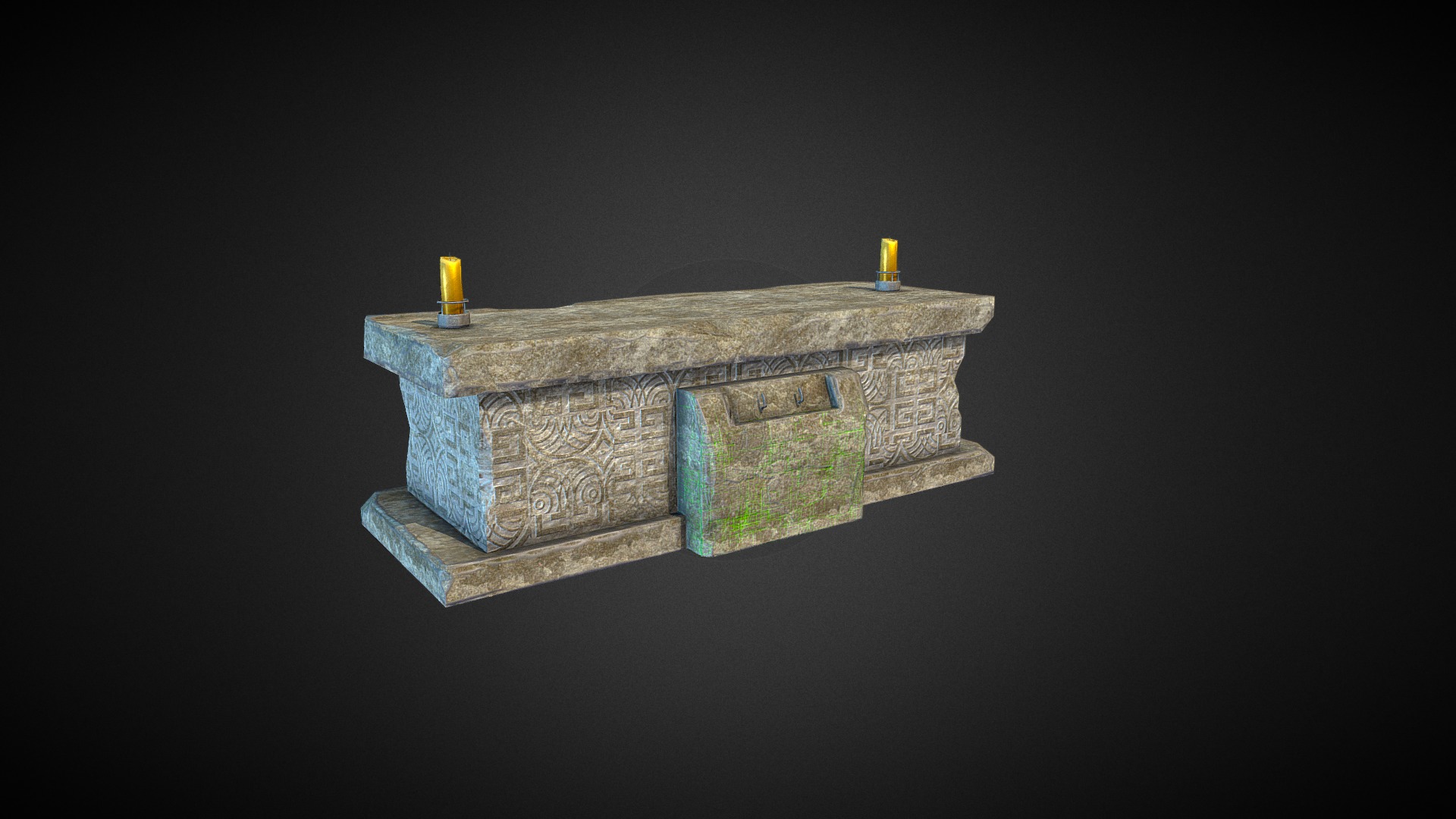 3D model Altar of sacrifice - This is a 3D model of the Altar of sacrifice. The 3D model is about a stone block with a candle on top.