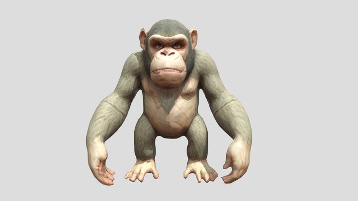 Angry Chimpanzee 3D Model