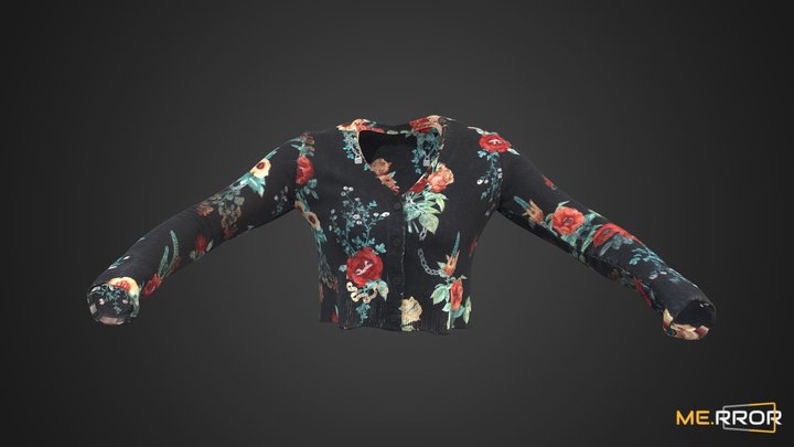 [Game-Ready] Woman's Clothing, Floral Cardigan 3D Model
