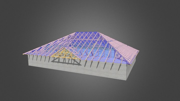 Poddasze użytkowe - strop żelbetowy 3D Model