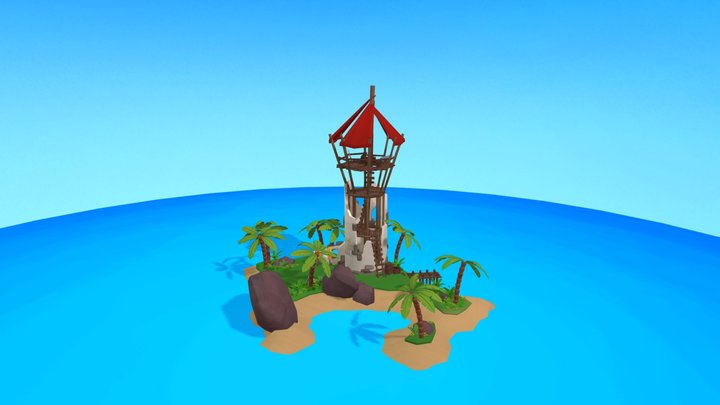 Stylized Pirate Training Grounds 3D Model