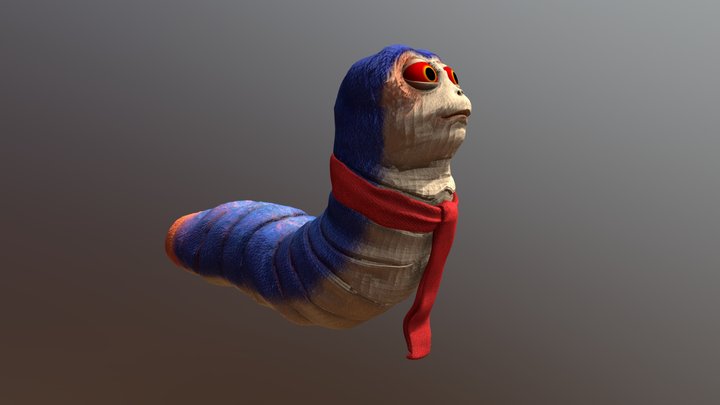 Worm with scarf 3D Model