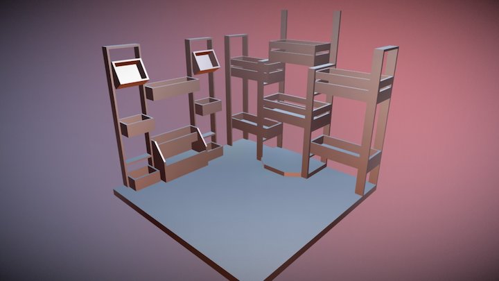 shelves Display 2x2 3D Model