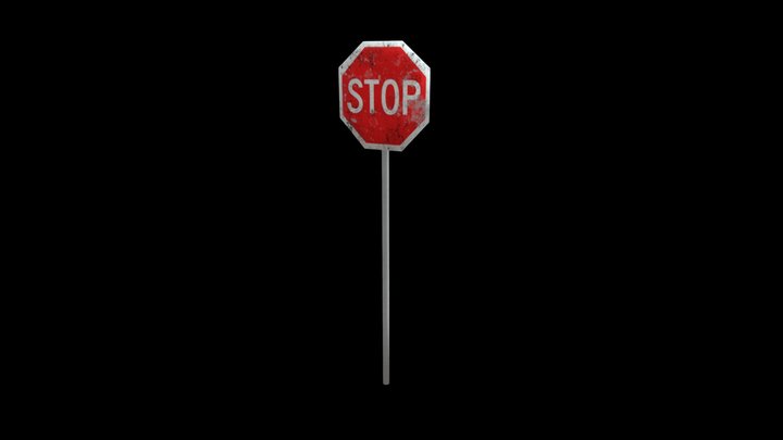Stop Sign For Road 3D Model