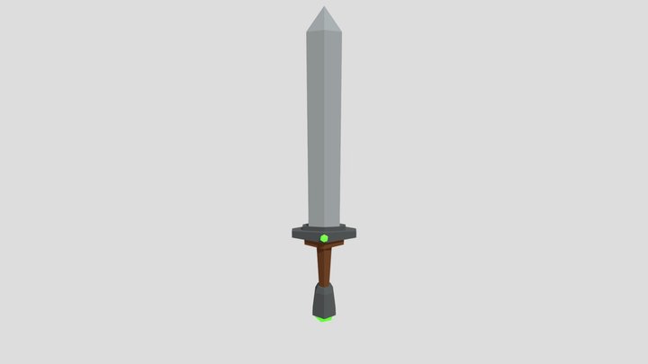 Low Poly Emerald Sword 3D Model