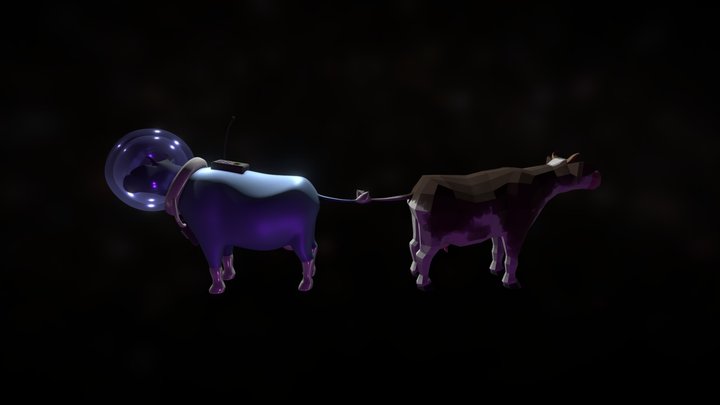 Earth Cow vs. Space Cow 3D Model