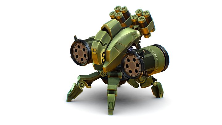 Robot Machine Gunner Gun 3D Model