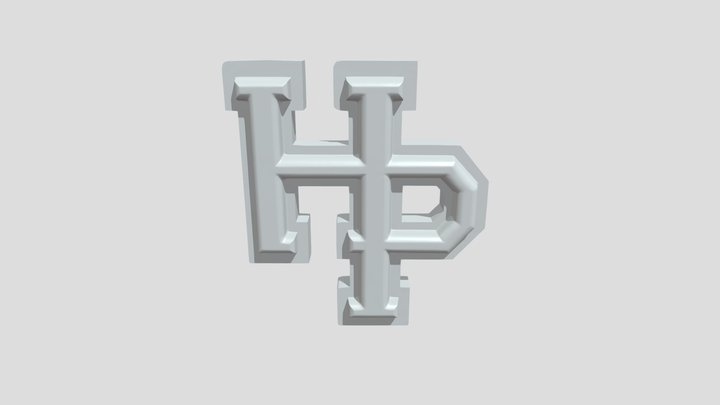 Red HP block letter logo 3D Model