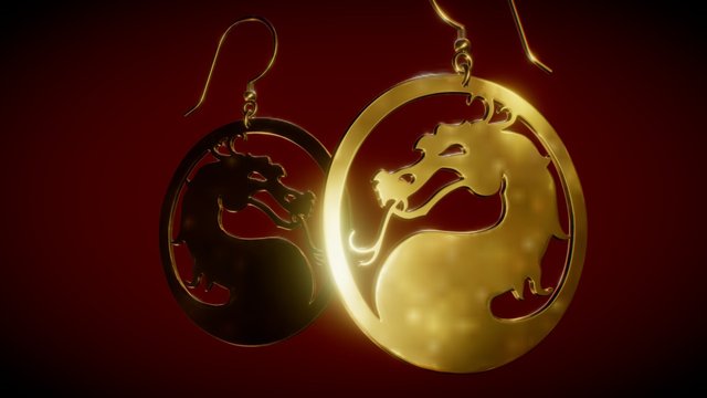 Mortal Kombat - Dragon - Earrings - Final 3D Model