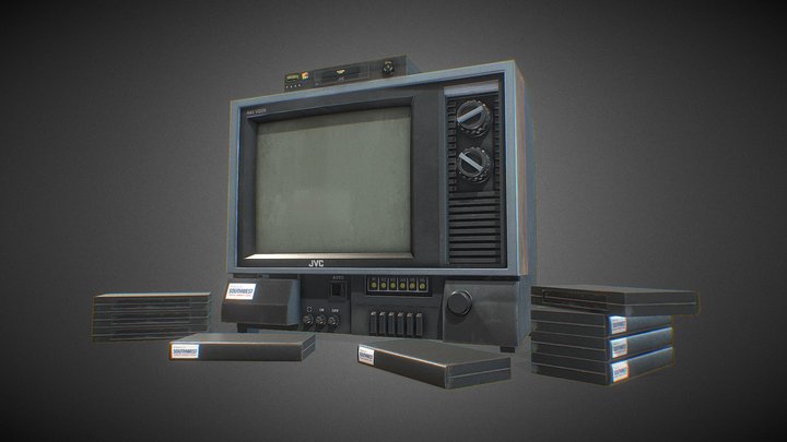 80'S TV and VCR Player 3D Model
