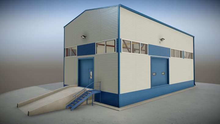 Single Girder Crane + Warahouse 3D Model