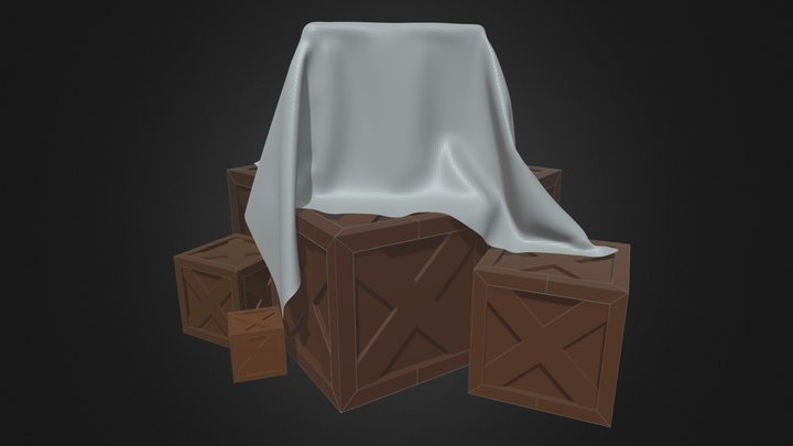 Scenery wooden crates and cloth 3D Model