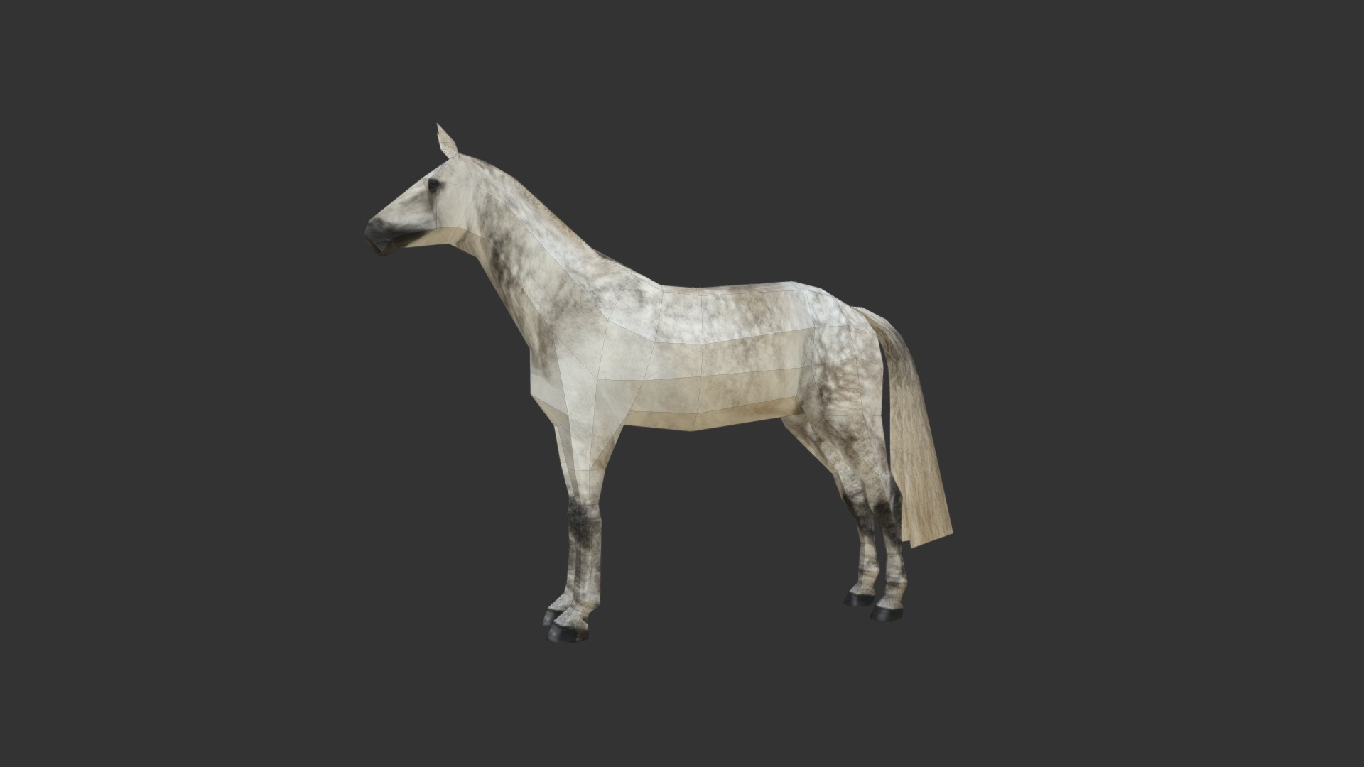 3D model Horse-textured low-poly. - This is a 3D model of the Horse-textured low-poly.. The 3D model is about a white horse with a black background.