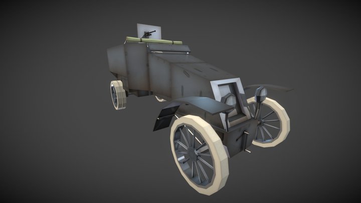 Lowpoly Renault AM 1914 Armoured Car 3D Model