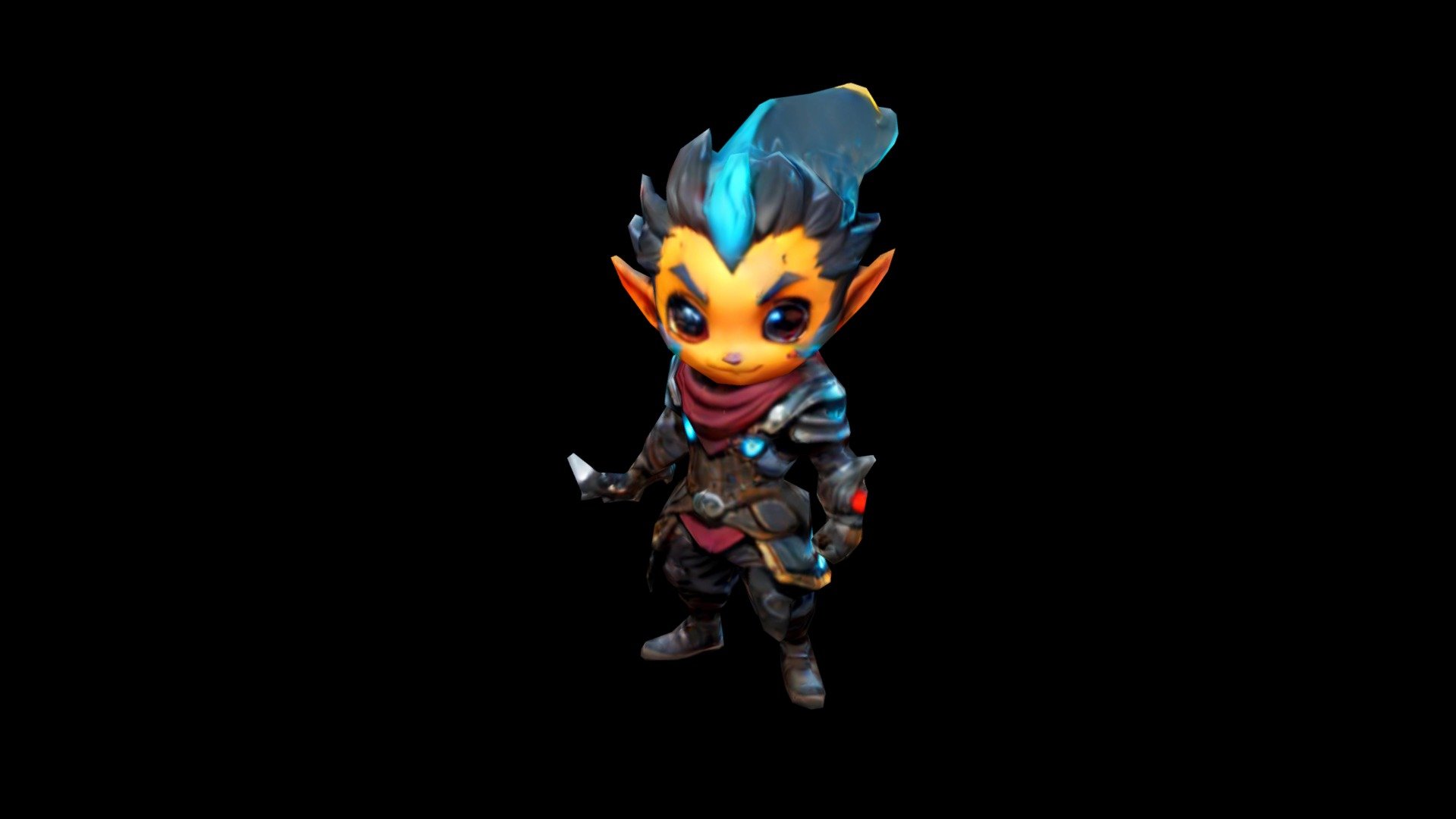 An adorable anime character with orange skin, a - Download Free 3D ...