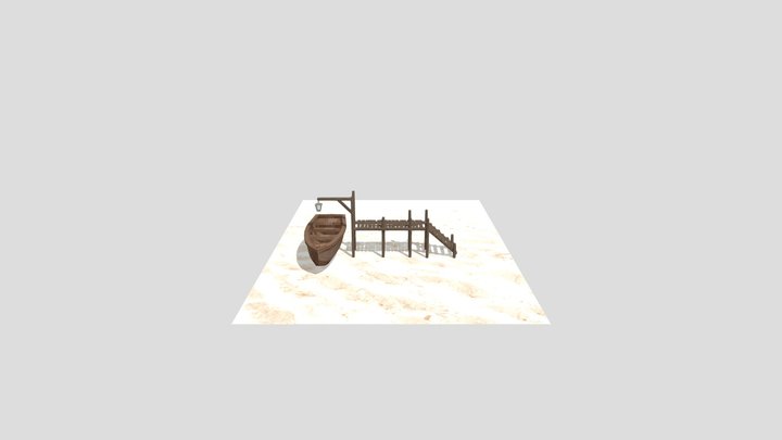 Medival boat and ramp 3D Model