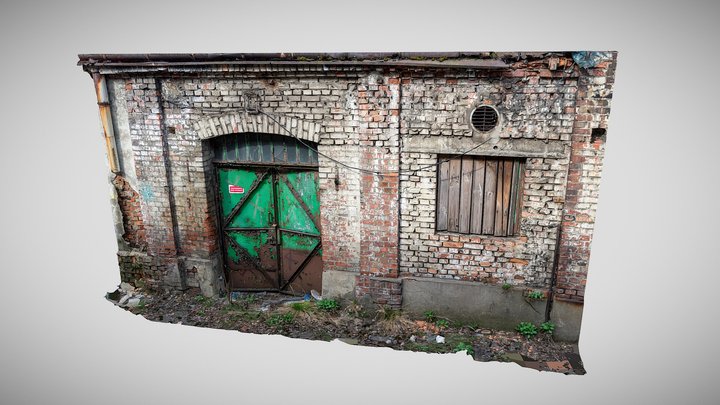 Old Warehouse Brick Wall 3D Model