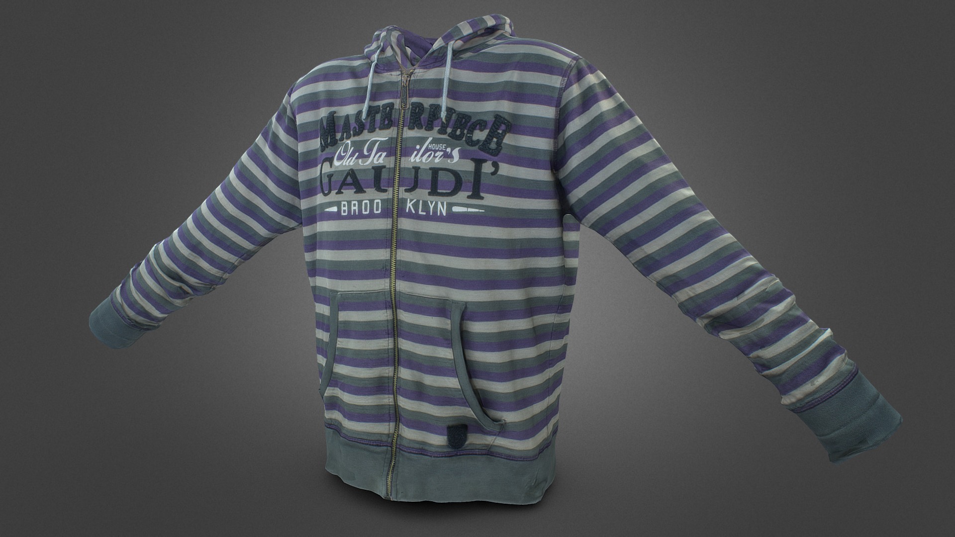 3D model Long Sleeves T-Shirt with Hood - This is a 3D model of the Long Sleeves T-Shirt with Hood. The 3D model is about a blue and white striped shirt.