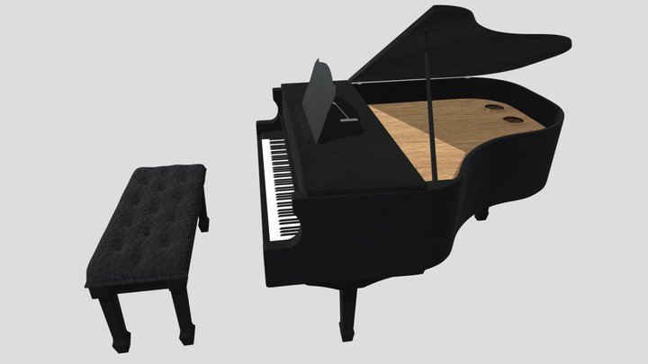 High Poly Grand Piano 3D Model