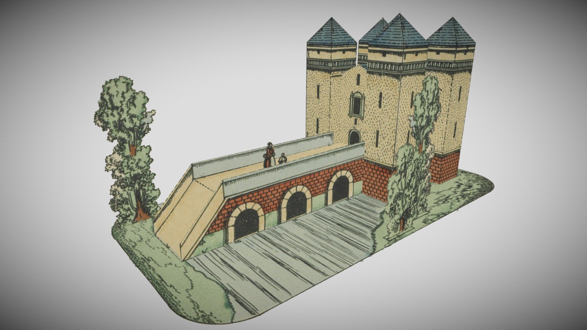 Fort de Baraste, près de Nerac - Paper model