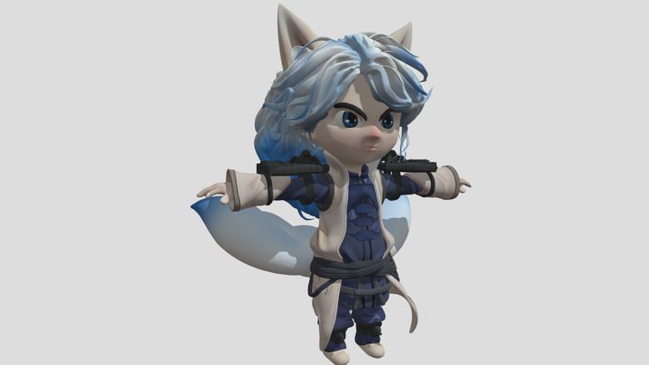 blue eye fox boy character 3D Model
