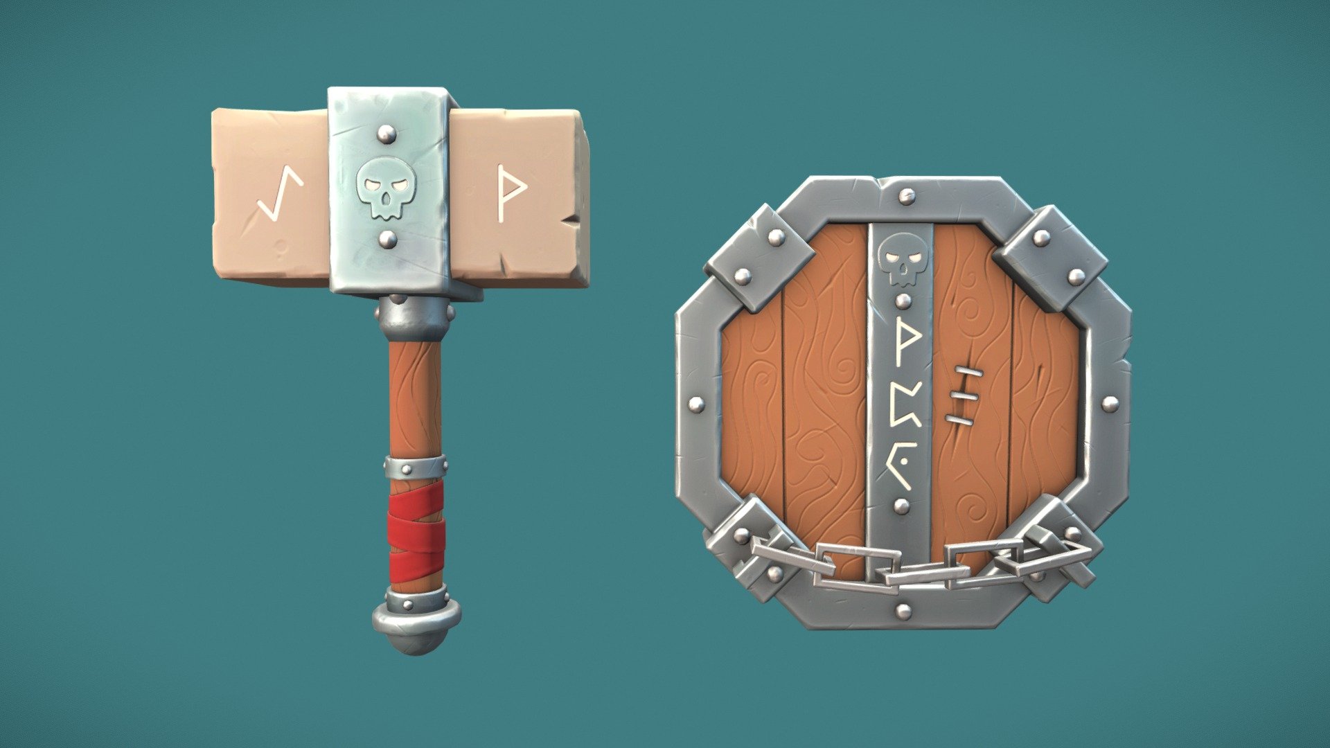 Fantasy Hammer And Shield