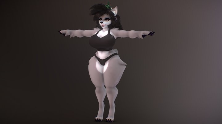 The Wolf + Rig blender (Women's version) 3D Model