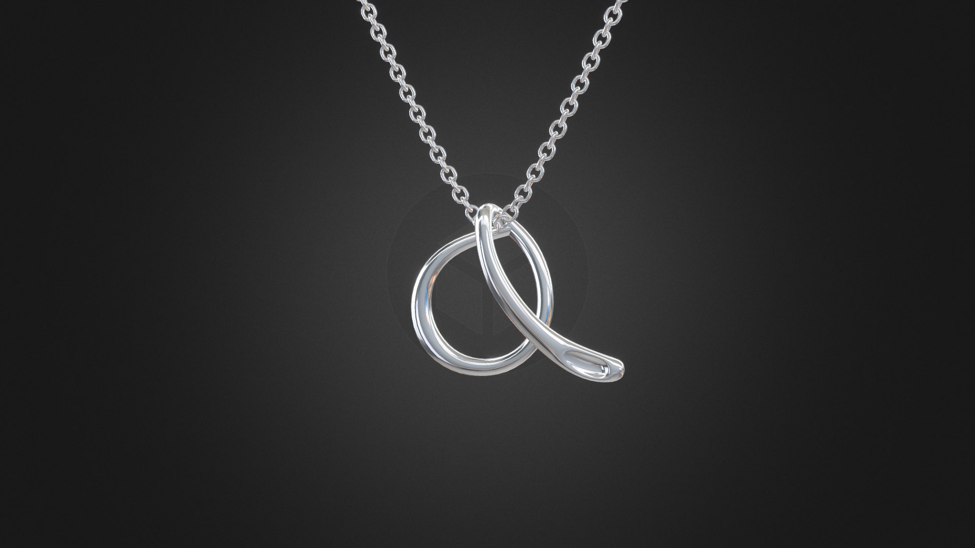 3D model 1059 – Pendant - This is a 3D model of the 1059 - Pendant. The 3D model is about a silver chain with a diamond pendant.