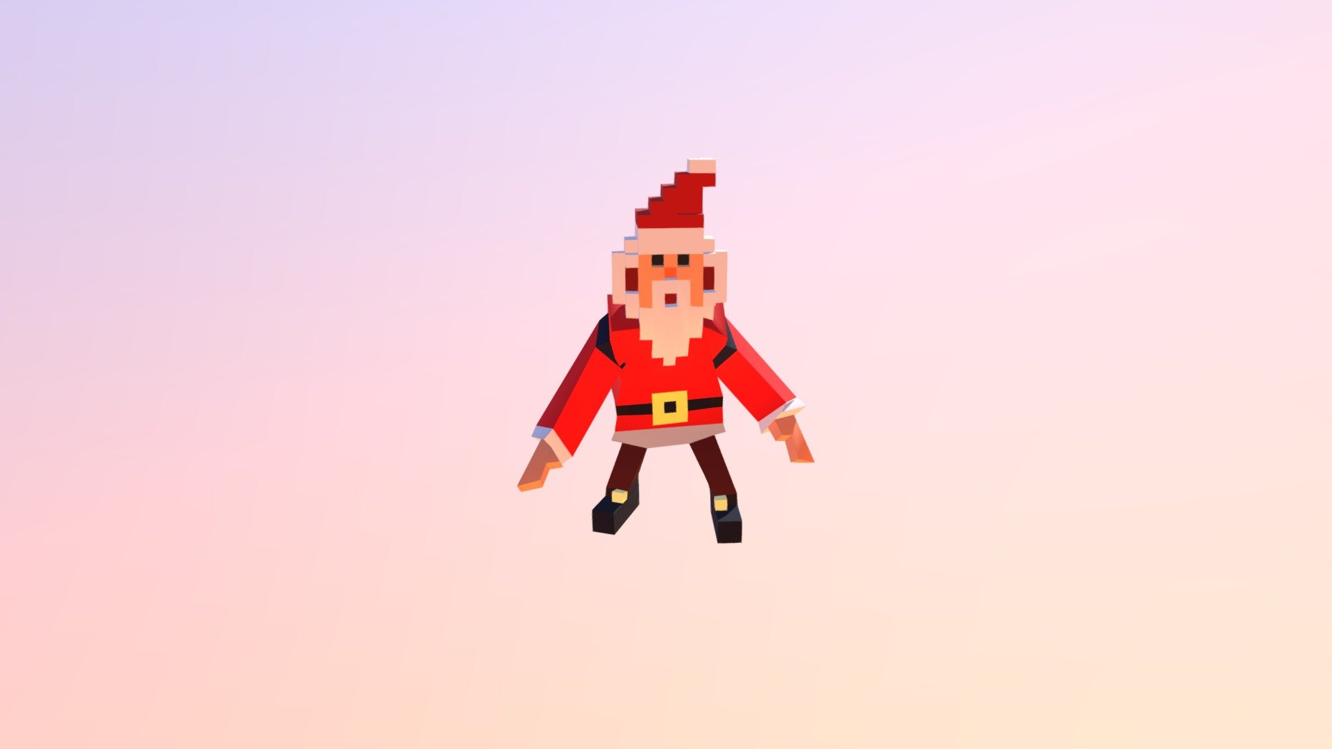 Santa Restrain Animation Voxel Model