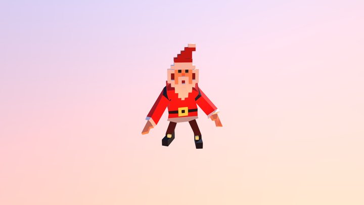 Santa Restrain Animation Voxel Model 3D Model