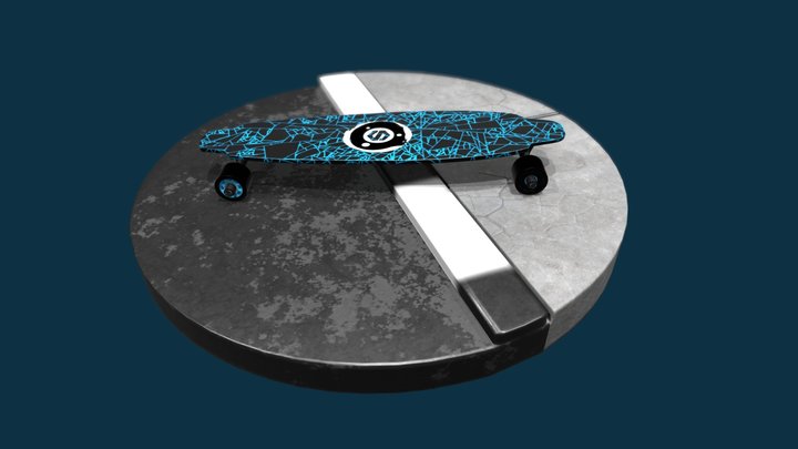 blue crack skate 3D Model