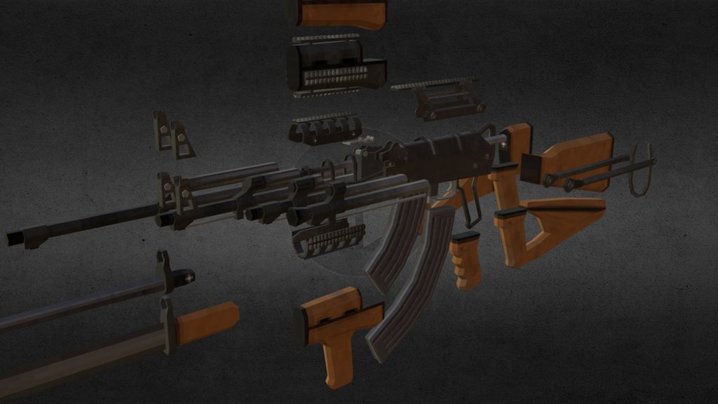 LowPoly AK-46 w/ Attachments (CrimsonPrime) - 3D model by ...