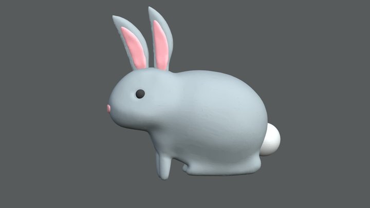 Twemoji Rabbit prototype + animation 3D Model