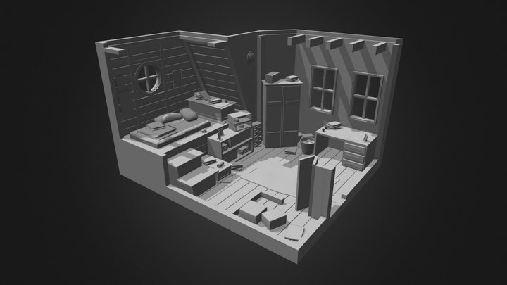 Teenage bedroom 3D Model