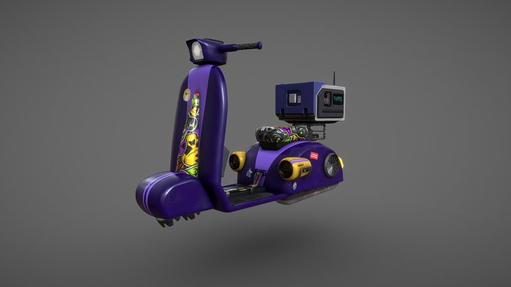 Futuristic Delivery Motorcycle 3D Model