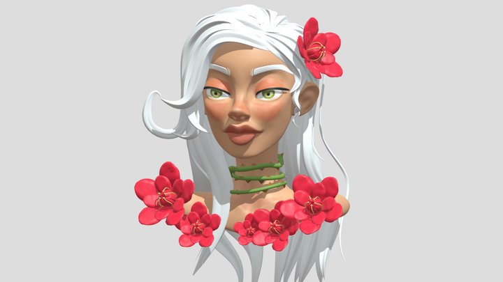 Sculpted Hand Painted Stylized Girl 3D Model