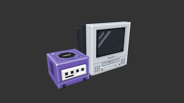 Lo-fi Gamecube & TV 3D Model