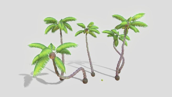 Stylized palm / coconut tree pack 3D Model