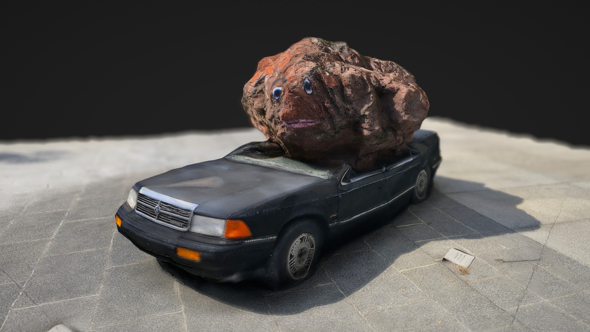 3D model Car Wreck with Volcanic Stone 3D Model - This is a 3D model of the Car Wreck with Volcanic Stone 3D Model. The 3D model is about a toy car with a rock on top of it.