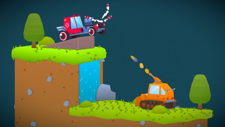 Stylized Casual Battle – Tank vs Car 3D Model