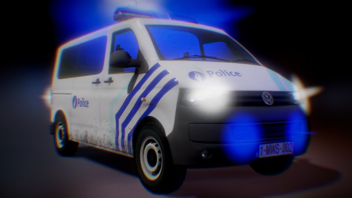 POLICE CAR - Belgian VW Transporter 3D Model