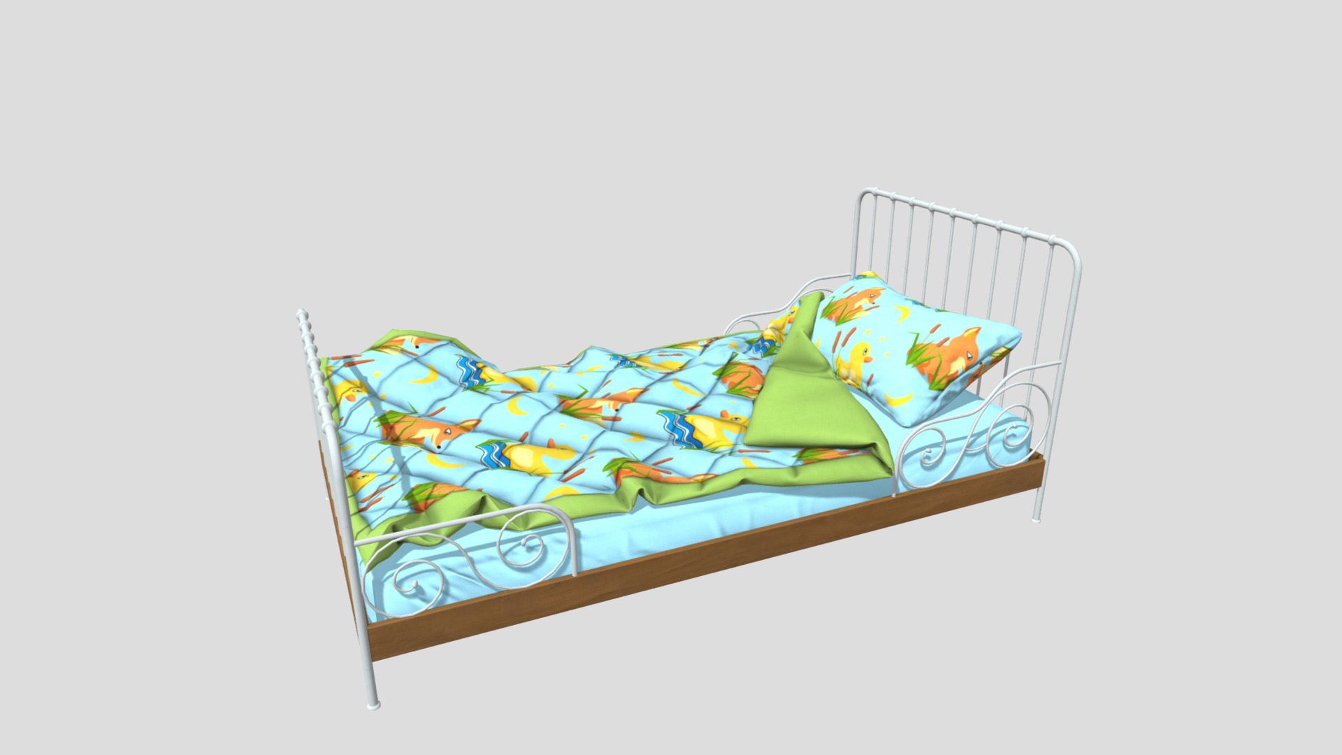 3D model Bed 04 - This is a 3D model of the Bed 04. The 3D model is about a bed with a colorful blanket.