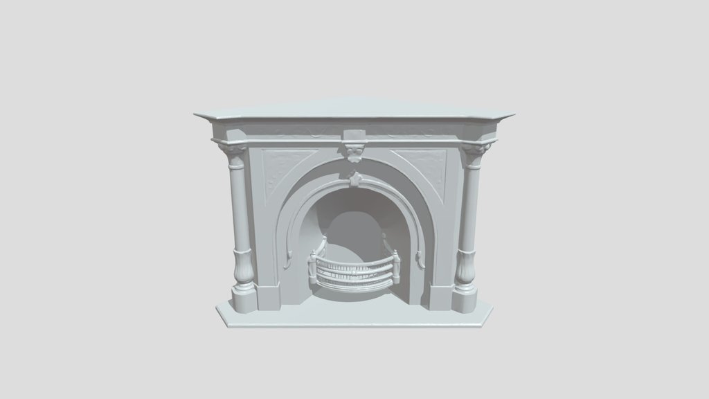 ornate stone fireplace mantel