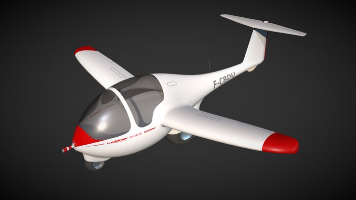 Caricature of glider ASK21 (F-CBDU) 3D Model