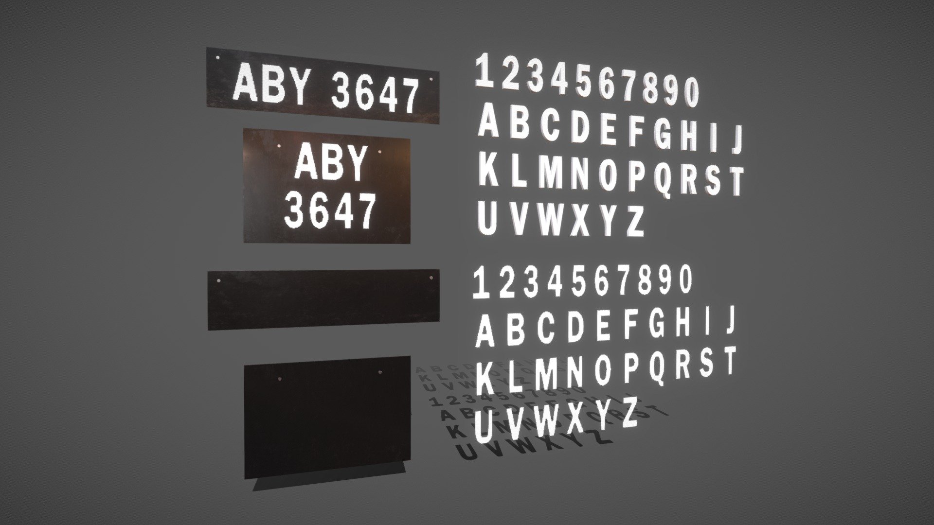 Alphabet And Number With Car Plate [Free] - Download Free 3D model by ...